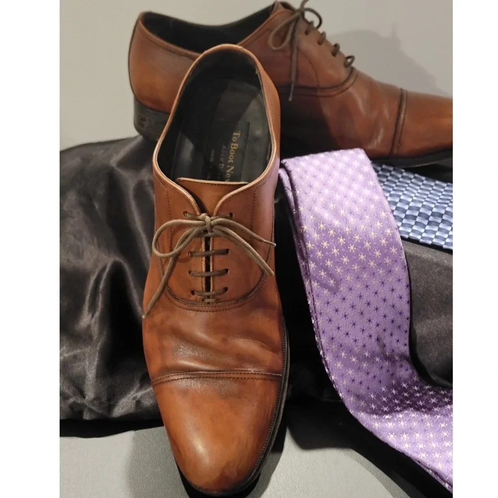 To Boot New York Adam Derrick Mens Tan Brown Leather Cap Toe‎ Oxford Shoes 8.5